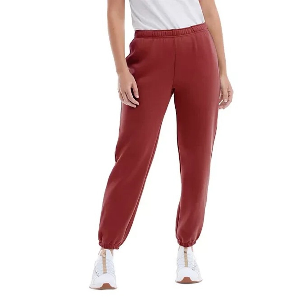 Champion Womens Fleece Jogger Pants Redwood Red Size XL Solid Activewear NWT